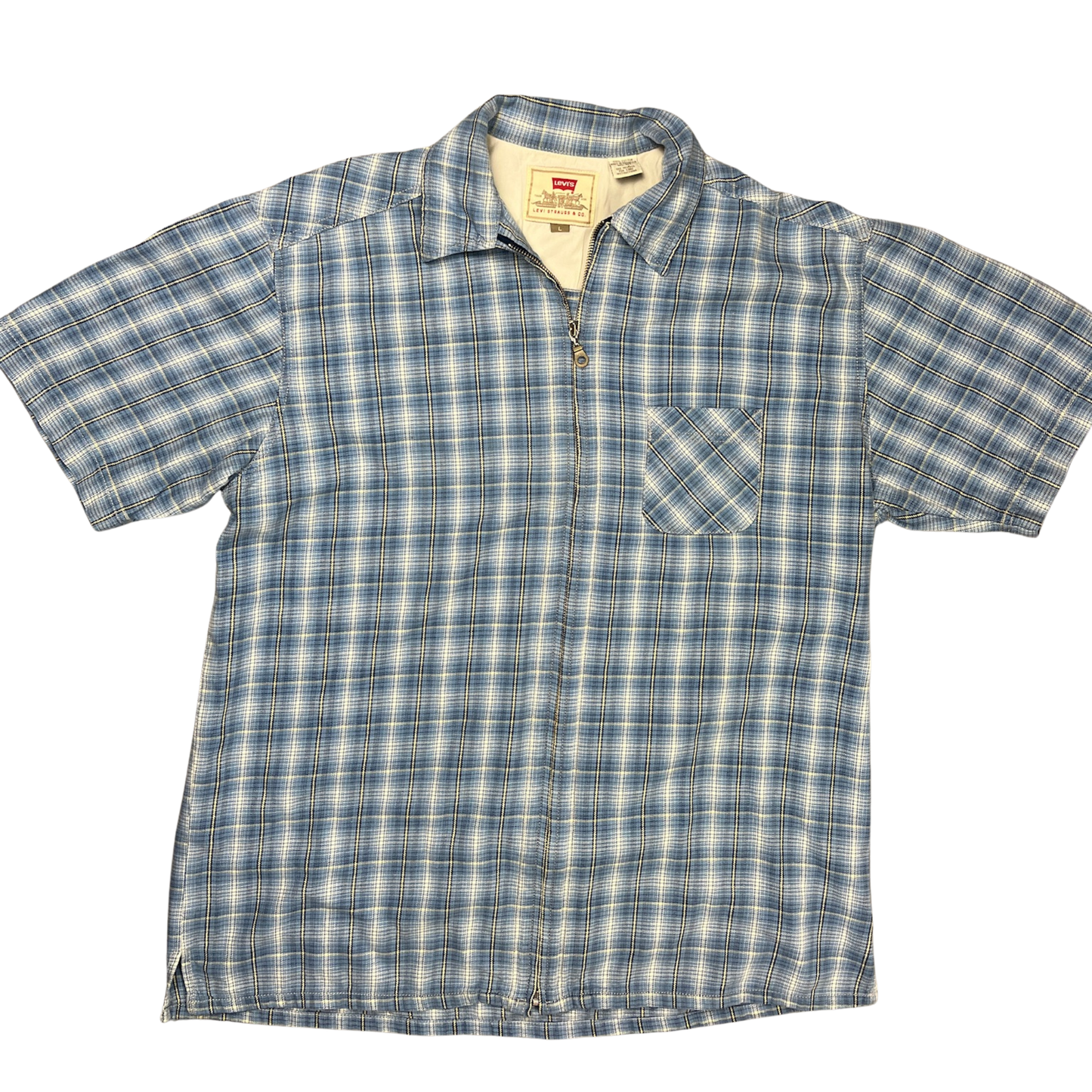 Levi's Kurzarm Flanellhemd Blau/Weiß - L