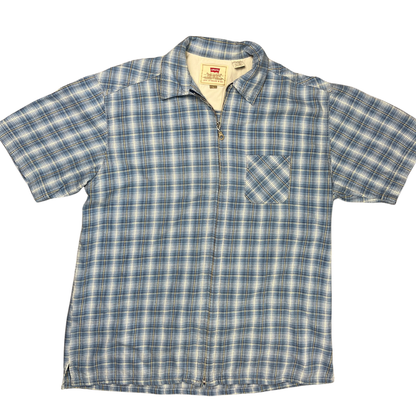Levi's Kurzarm Flanellhemd Blau/Weiß - L