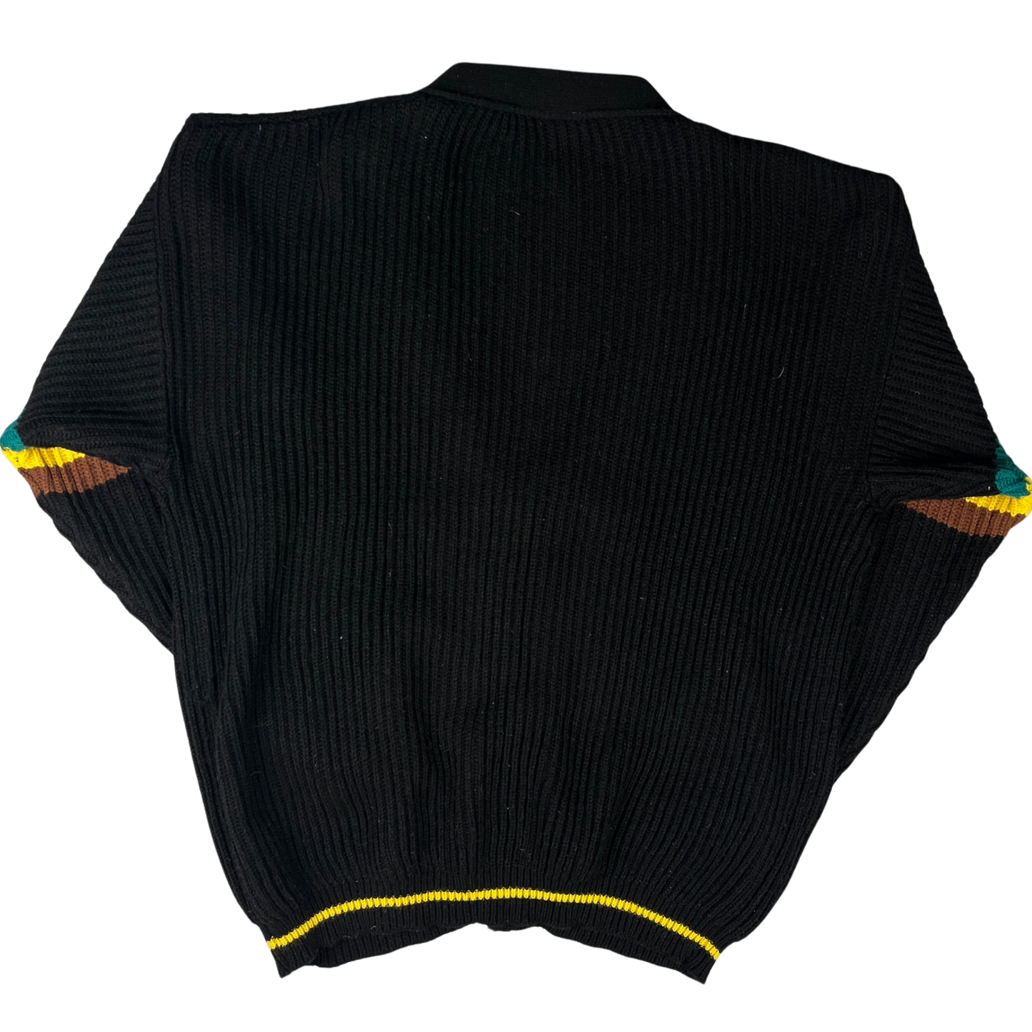 Vintage Cardigan Strickjacke mit Patches Schwarz - XL