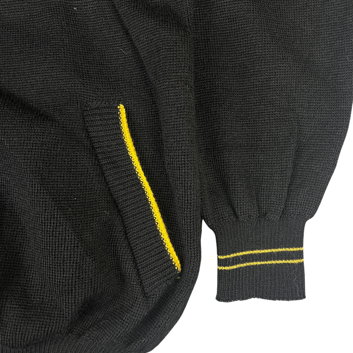 Vintage Opel Cardigan Strickjacke Schwarz/Gelb - S/M