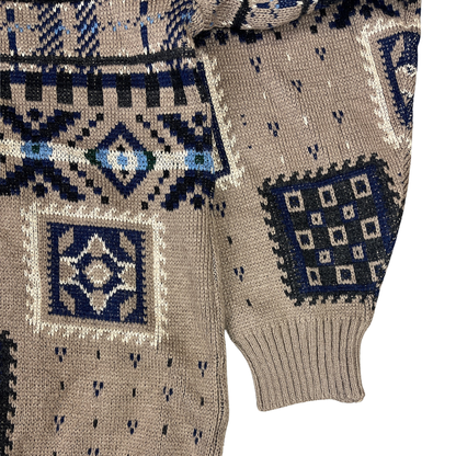 Vintage  Fair Isle Strickpullover Braun - XL