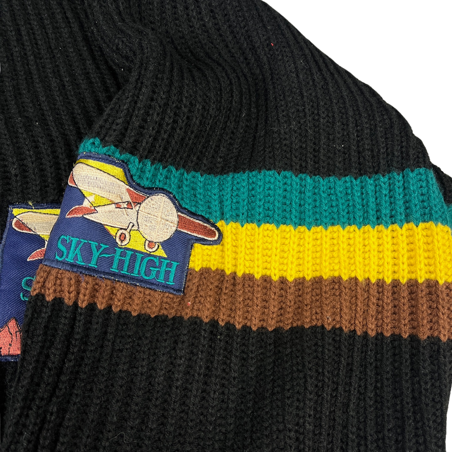 Vintage Cardigan Strickjacke mit Patches Schwarz - XL