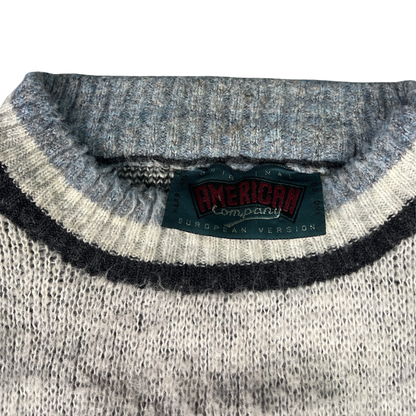 Vintage Artic Strickpullover mit Patch Grau/Blau - XXL