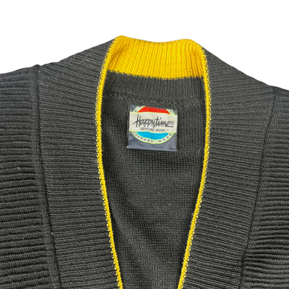 Vintage Opel Cardigan Strickjacke Schwarz/Gelb - S/M