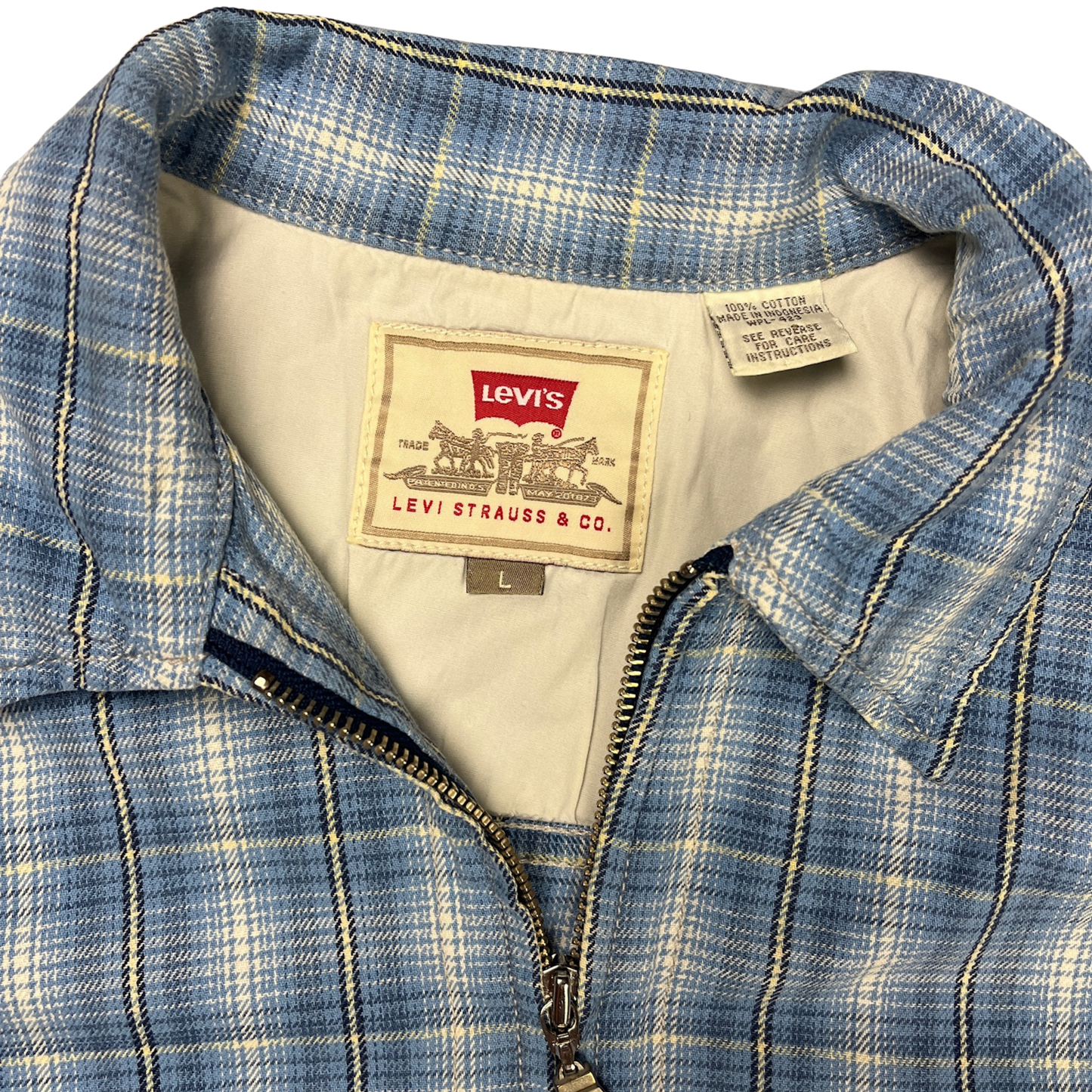 Levi's Kurzarm Flanellhemd Blau/Weiß - L