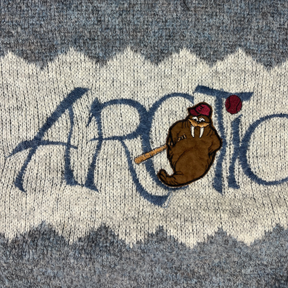 Vintage Artic Strickpullover mit Patch Grau/Blau - XXL