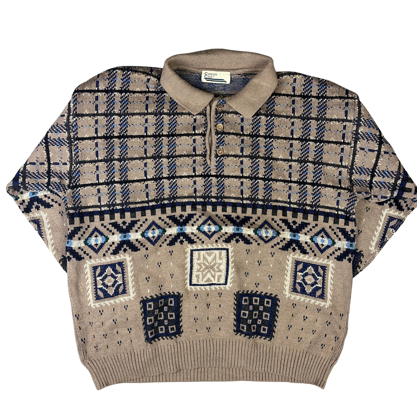 Vintage  Fair Isle Strickpullover Braun - XL