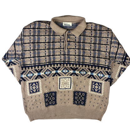 Vintage  Fair Isle Strickpullover Braun - XL