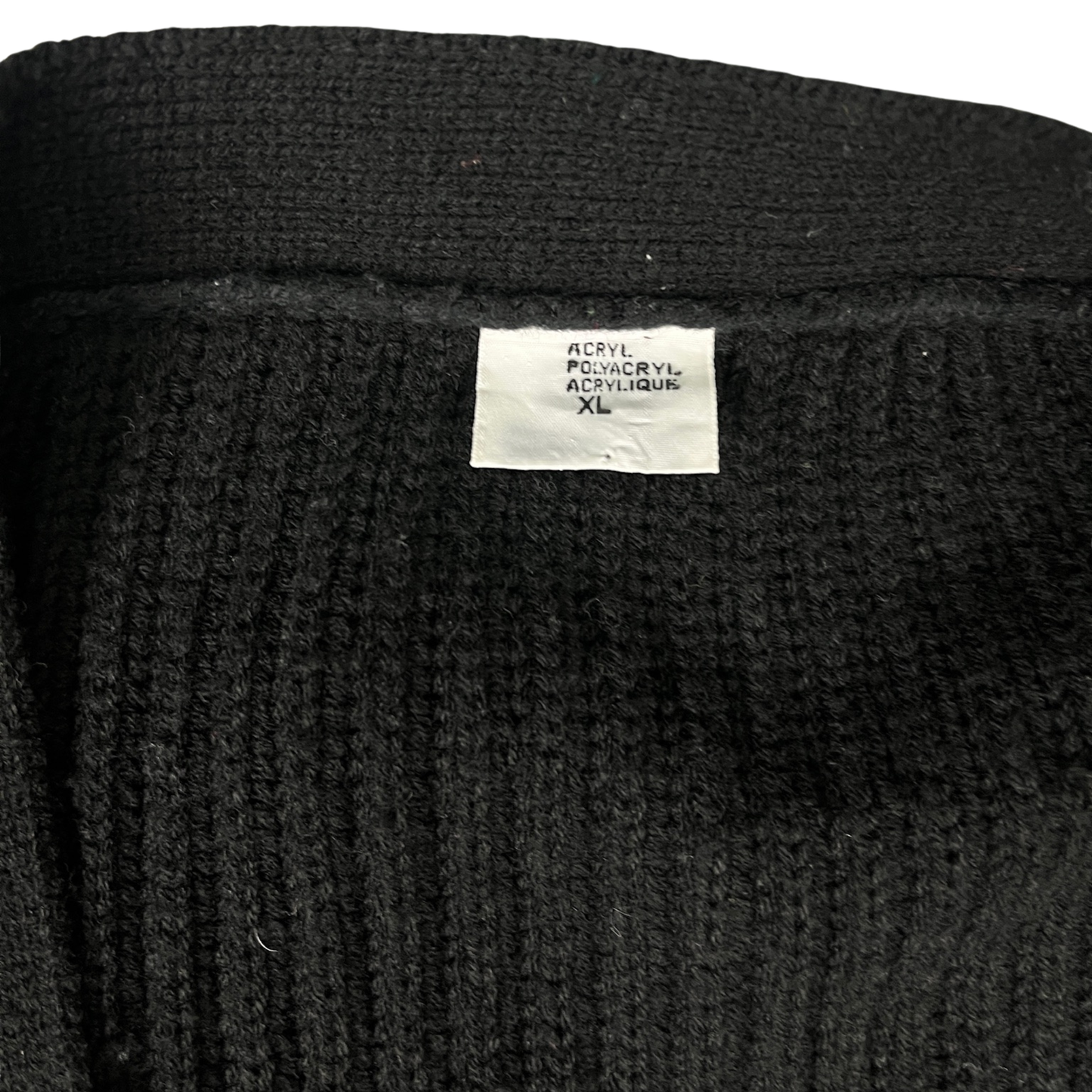 Vintage Cardigan Strickjacke mit Patches Schwarz - XL