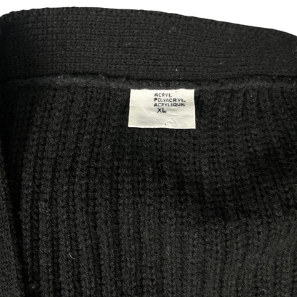 Vintage Cardigan Strickjacke mit Patches Schwarz - XL