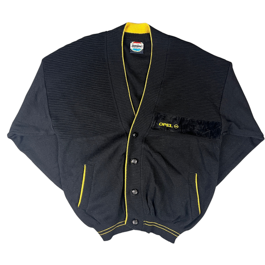 Vintage Opel Cardigan Strickjacke Schwarz/Gelb - S/M