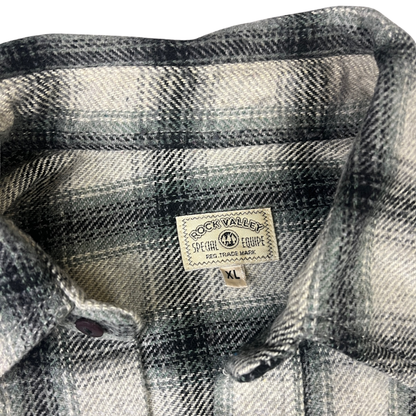 Vintage Rock Valley Flanellhemd karriert Beige/Schwarz - XL