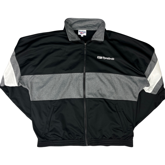 Vintage Reebok Trainingsjacke Grau/Schwarz - M
