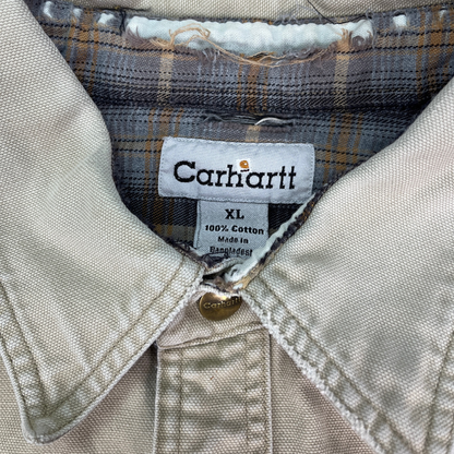 Vintage Used Look Carhartt Workwear Hemdjacke Beige - XL