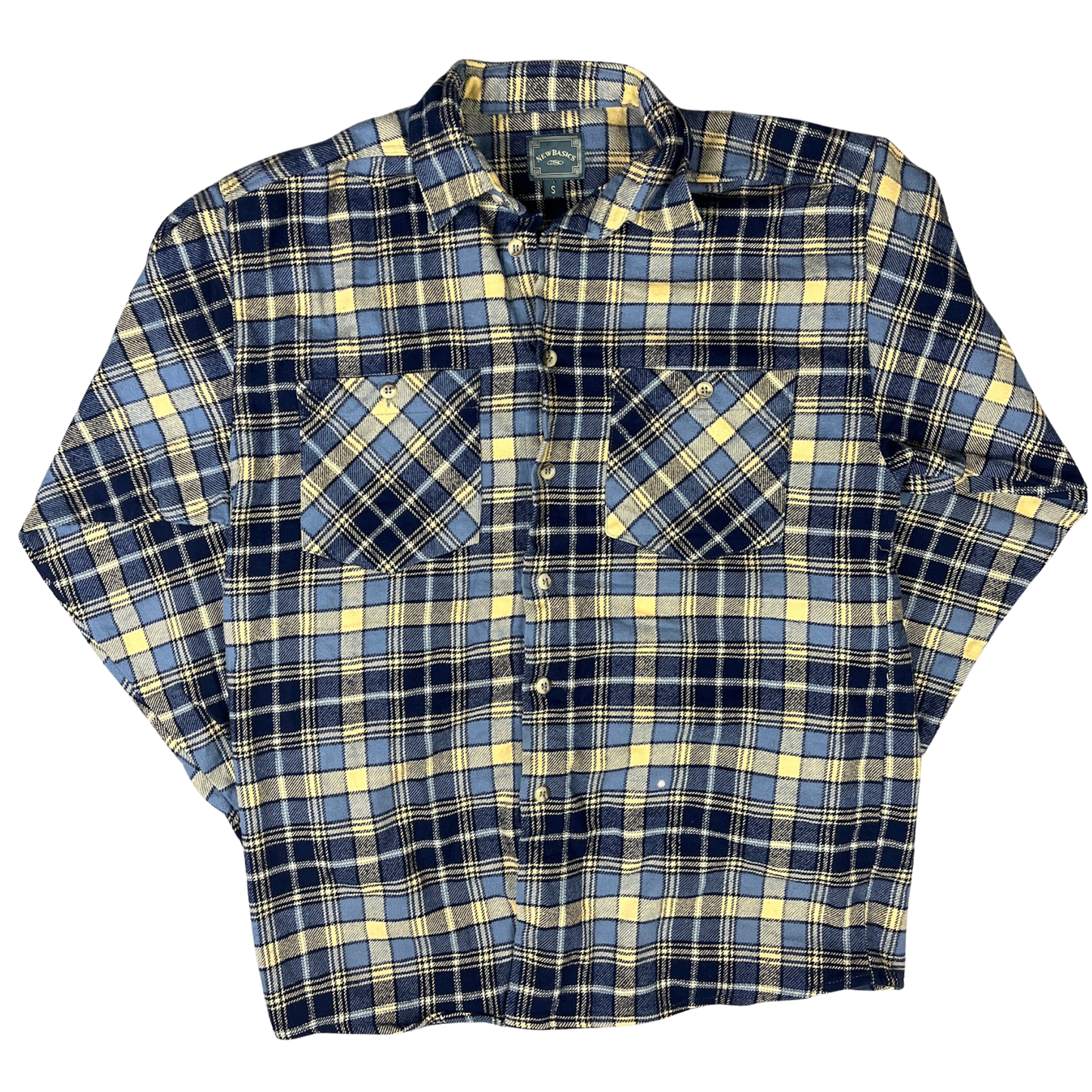 Vintage New Basic Flanellhemd karriert Blau/Schwarz - S